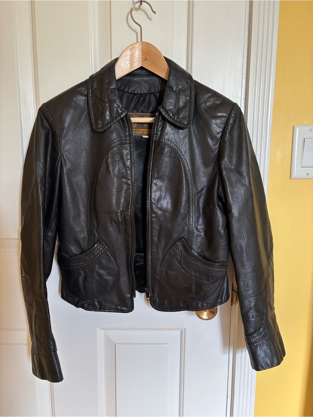 Vintage Leather Ranch Crop Genuine Leather Jacket